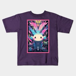 Cute Axolotl Anime Art Design | Cute Animals | Axolotl Hentaii Chibi Kawaii Design Kids T-Shirt